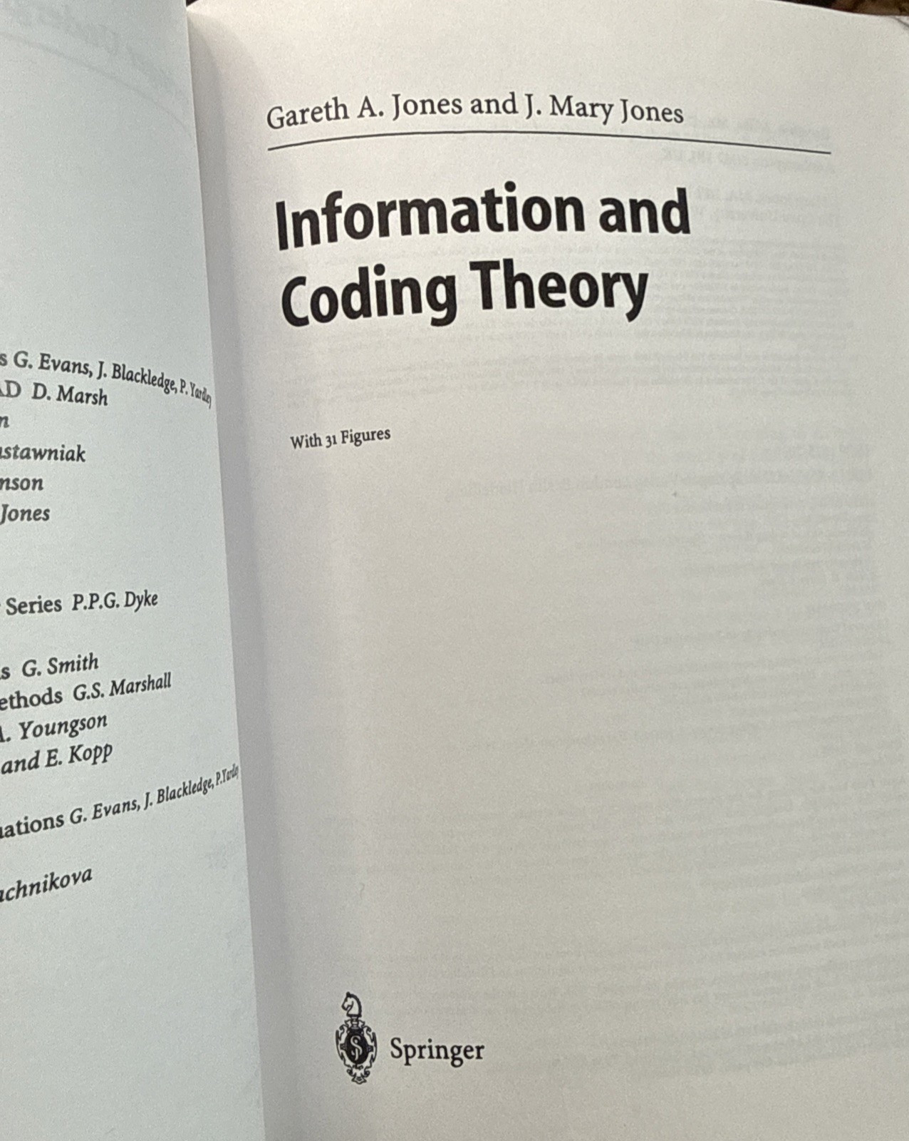 Springer Undergraduate Mathematics Ser Information Coding Theory Gareth