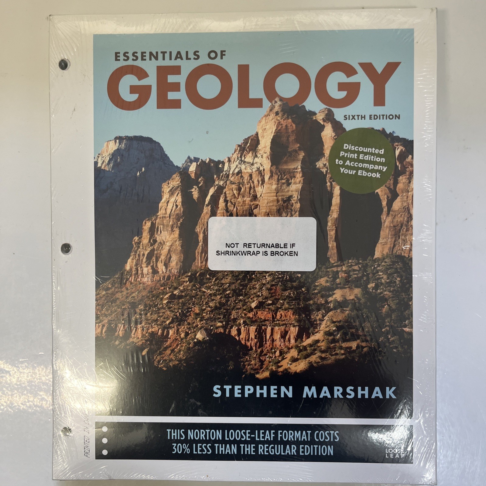 Essentials of Geology by Stephen Marshak, 6th Edition, Loose leaves, New.