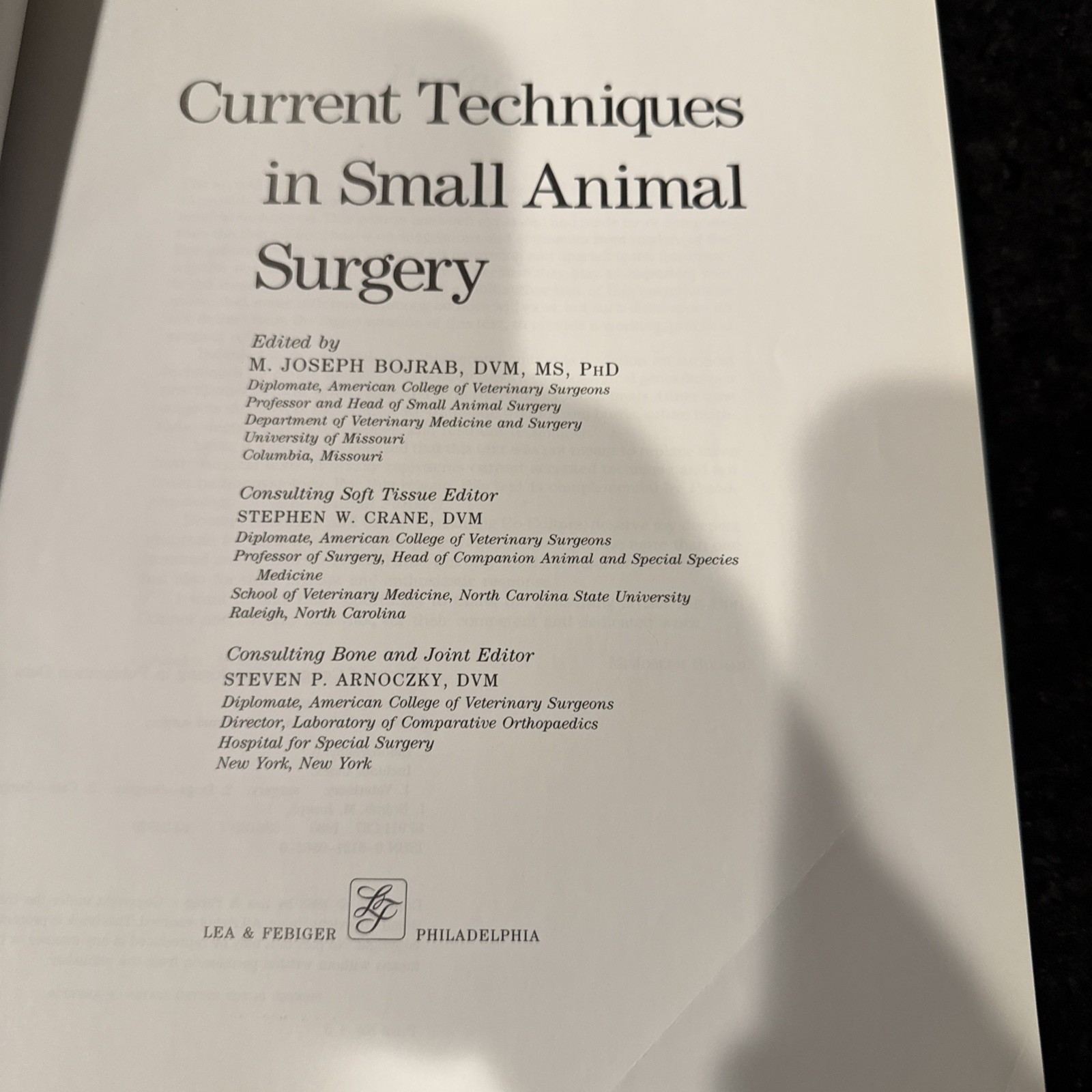 Current Techniques In Small Animal Surgery