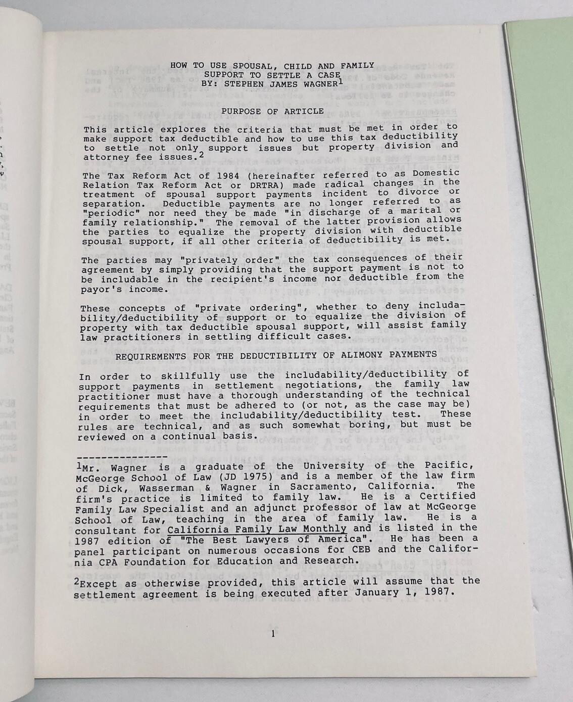 Tax Planning For Marital Termination Settlements CEB 1987 Program Material