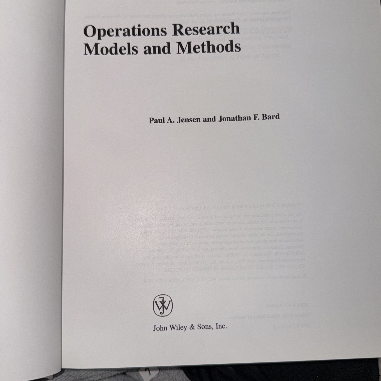 Operations Research Models and Methods Jensen Bard Hardcover CD Included
