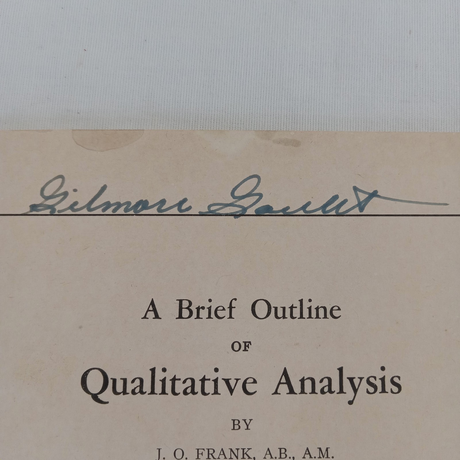 Qualitative Analysis J.O. Frank Fourteenth Edition 1948 Chemistry Booklet 38 Pgs