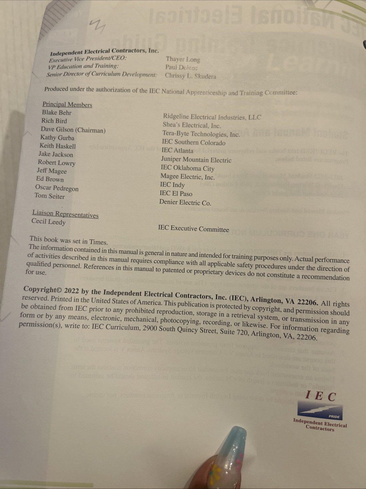 IEC Electrical Apprenticeship Curriculum First Year 2020-2023 Student Manual