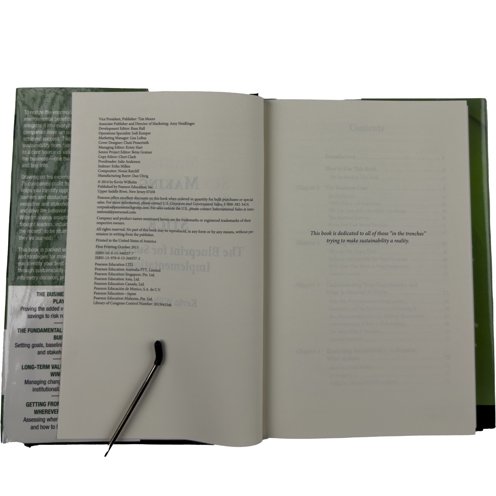 Making Sustainability Stick Kevin Wilhelm Signed 2014 Hardcover Pearson
