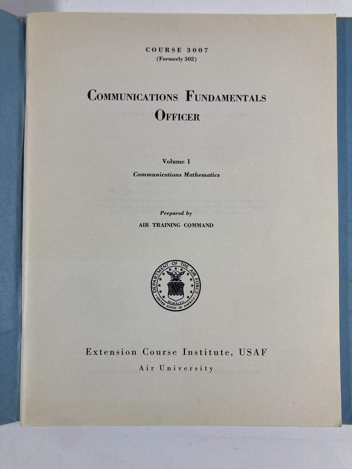 1955 USAF Air University Communications Officer Course 3007 Book Set 8 Acoustics