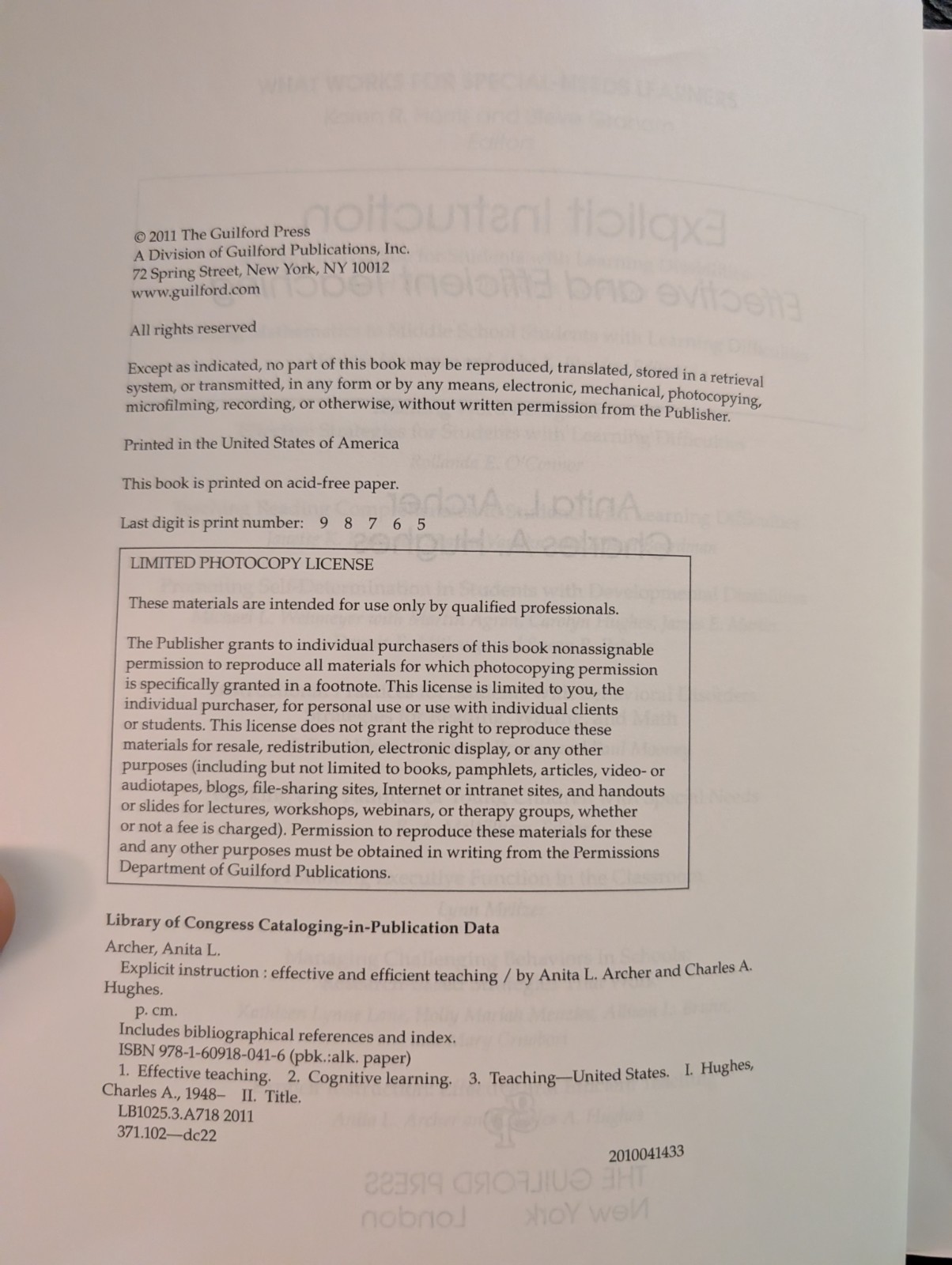 Explicit Instuction: Effective and Efficient Teaching by Anita L. Archer