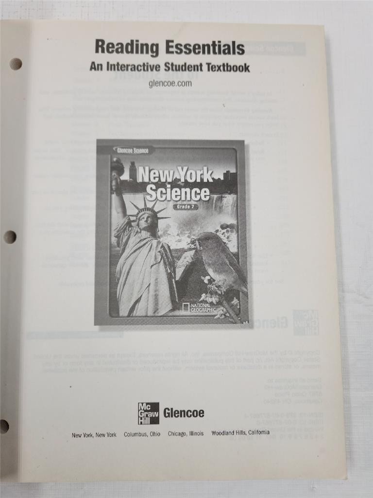 Glencoe Reading Essentials for New York Science Grade 7 Student Textbook