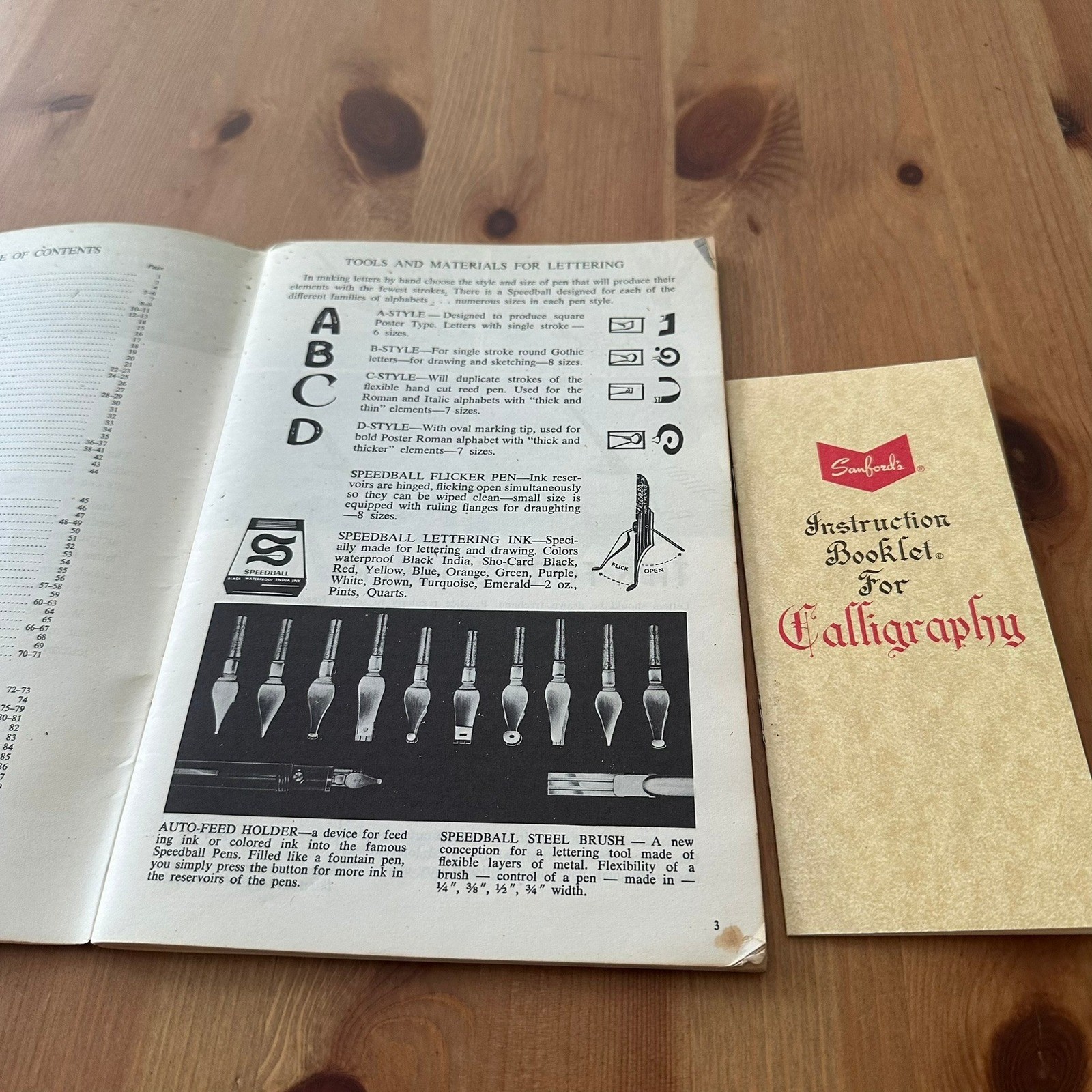 Vintage Speedball Textbook 19th Edition & Sanford Calligraphy Booklet Set