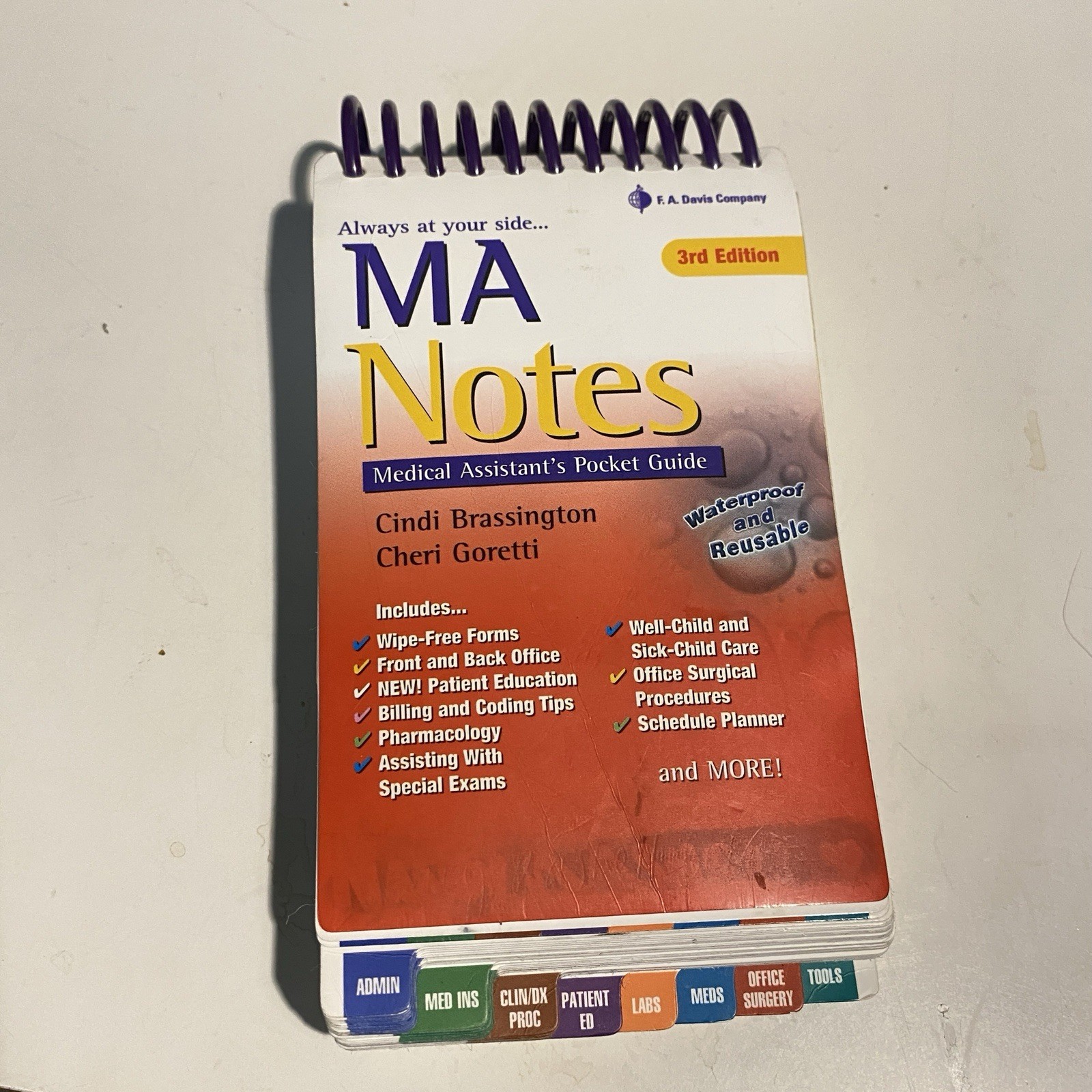MA Notes 3rd Edition Spiral Bound Book Pocket Size Medical Asst. Write And Wipe