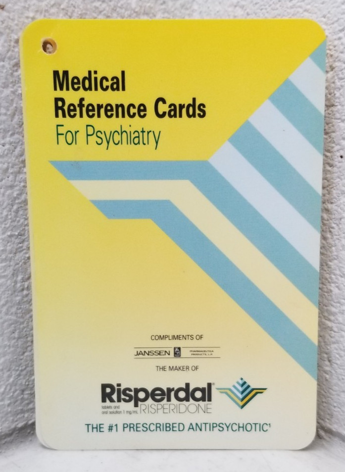 RARE Risperdal Janssen Medical Reference Cards For Psychiatry Laminated Flip B1