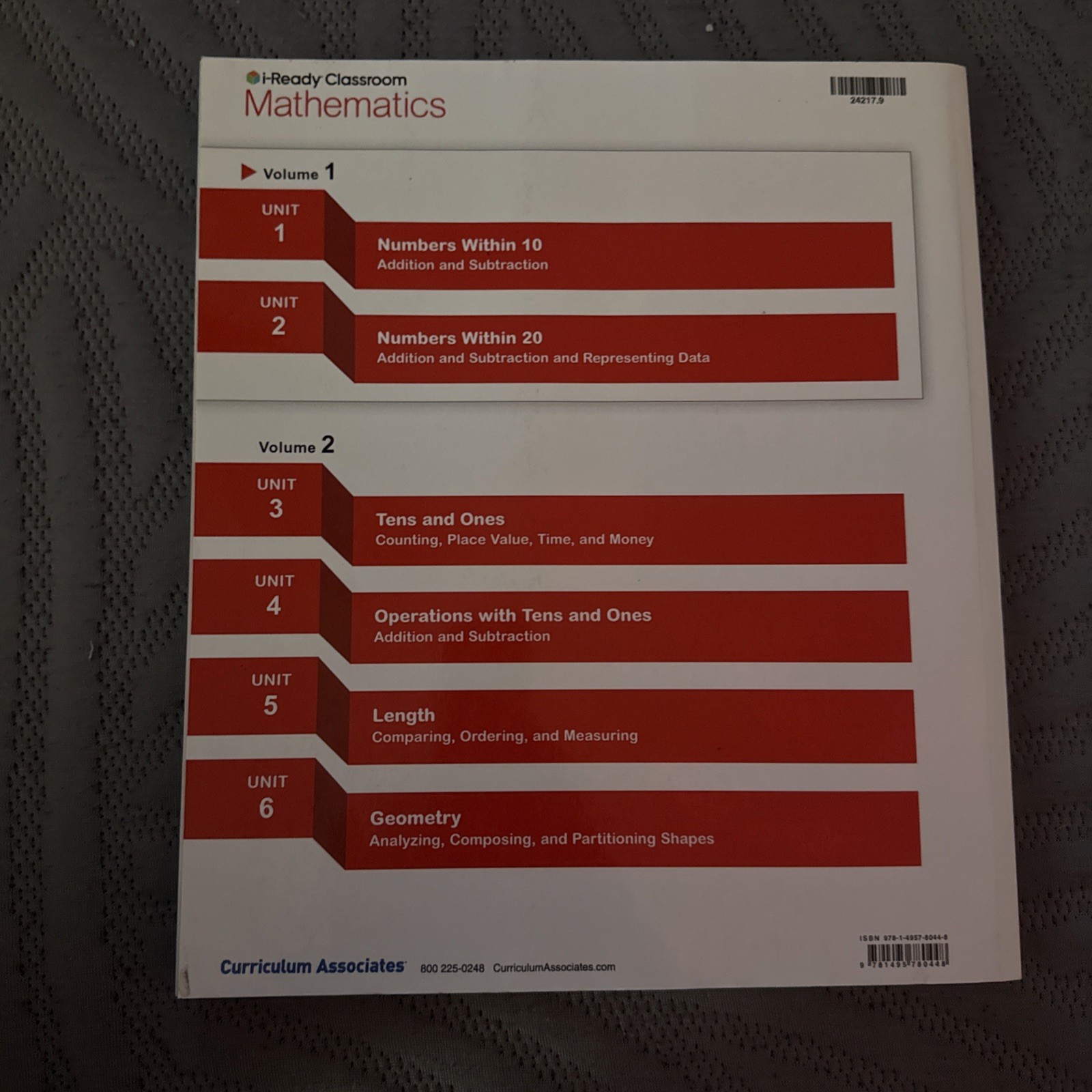 I-READY CLASSROOM MATHEMATICS TEACHER GUIDE GRADE 1 VOL 1 UNUSED
