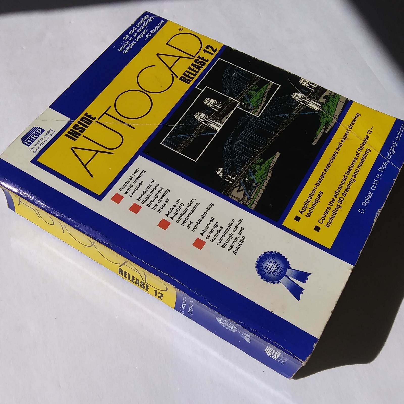 Inside AutoCAD Release 12 Book Tutorial Guide Raker Rice 3D CAD Drawing 1991