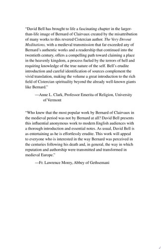 The Very Devout Meditations attributed to Bernard of Clairvaux: A Translation wi