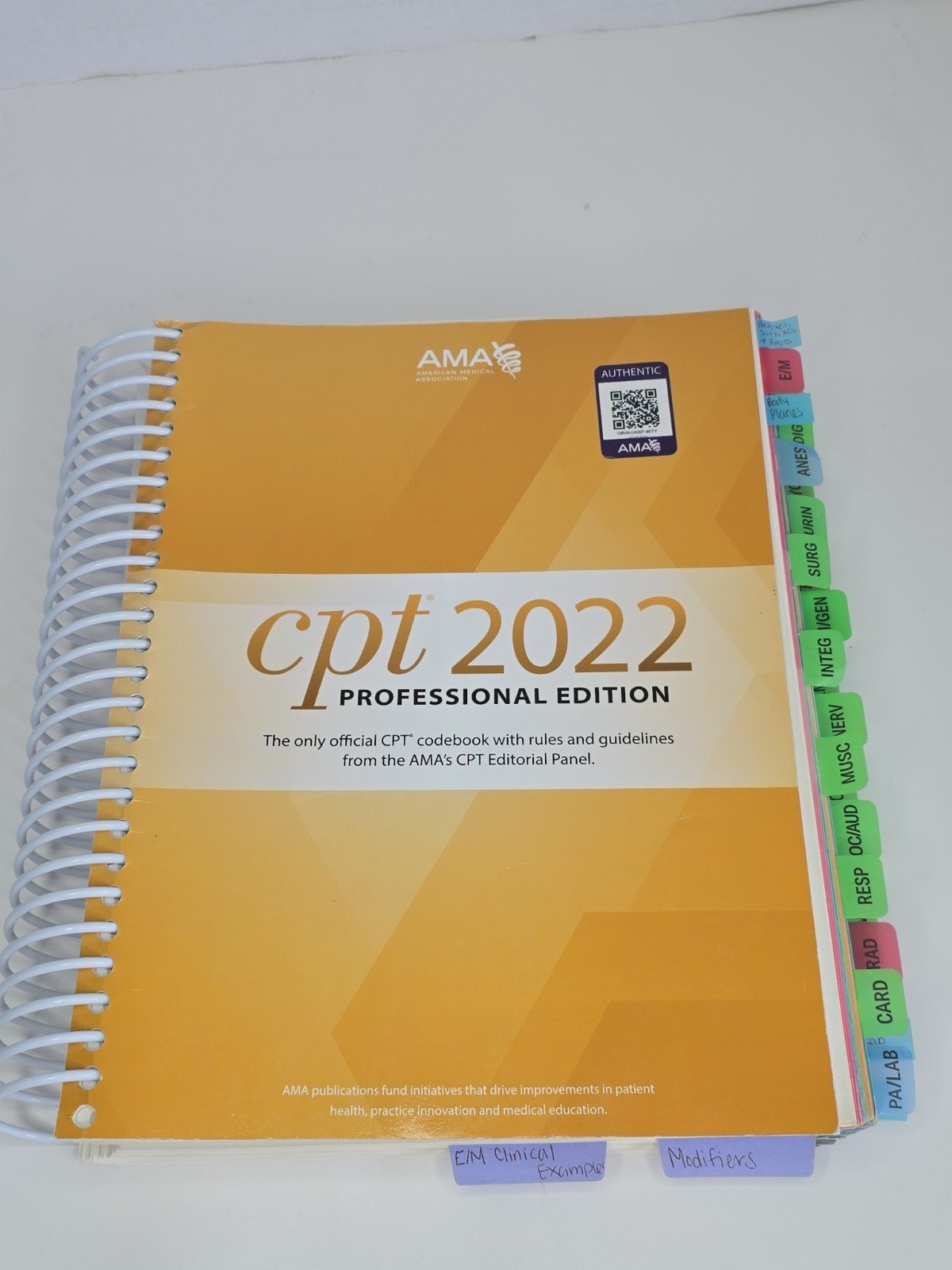 AMA CPT 2022 Professional Edition Spiral Medical Coding Code Book Tabbed