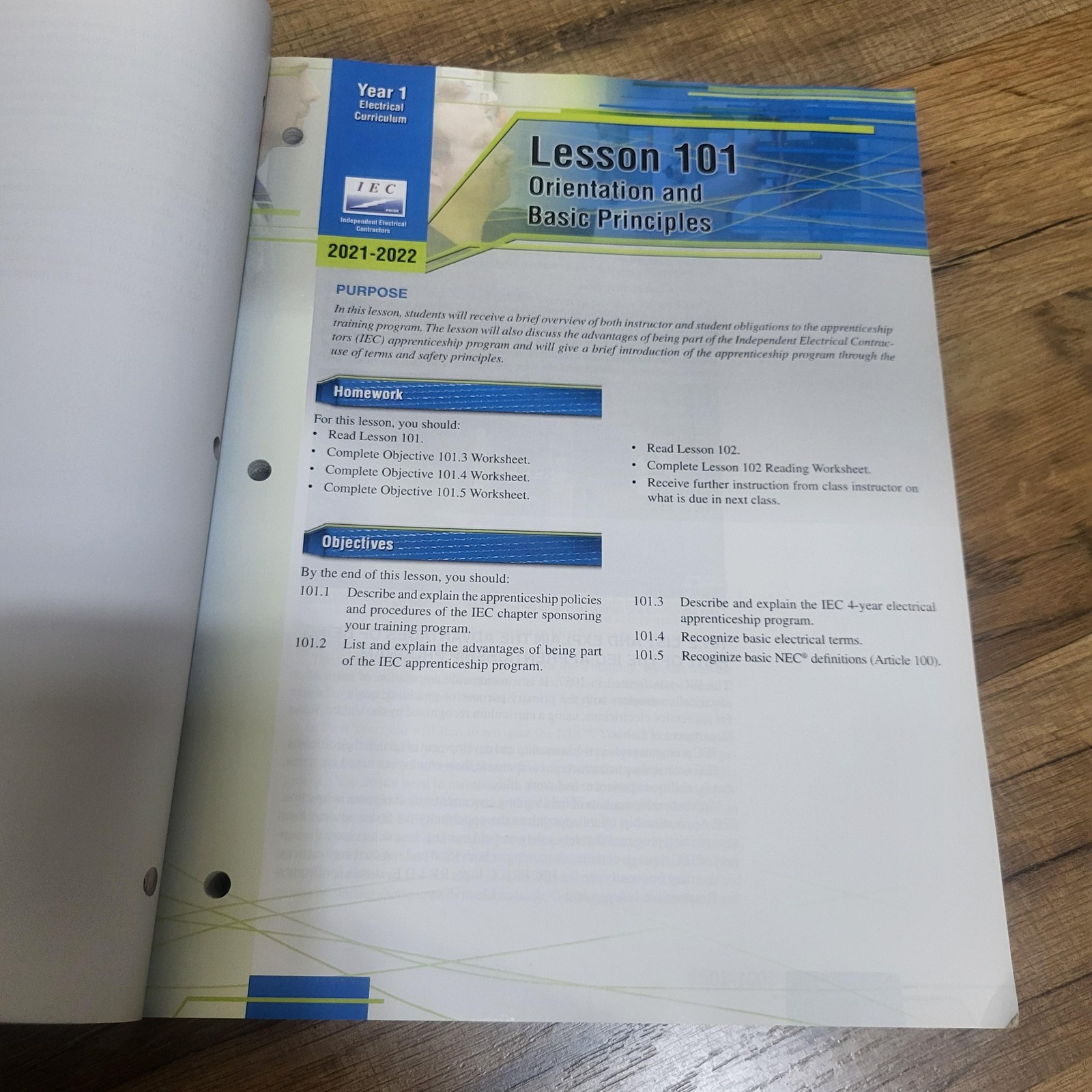 IEC Electrical Apprenticeship Curriculum 2021-2022 First Year Student Manual