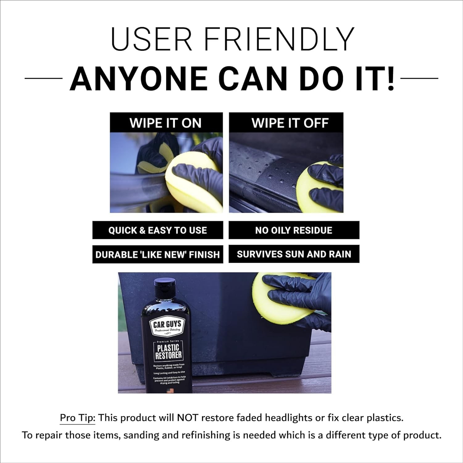 8 Oz Non-Oily Plastic and Vinyl Restorer — Durable Shine with Foam Applicator