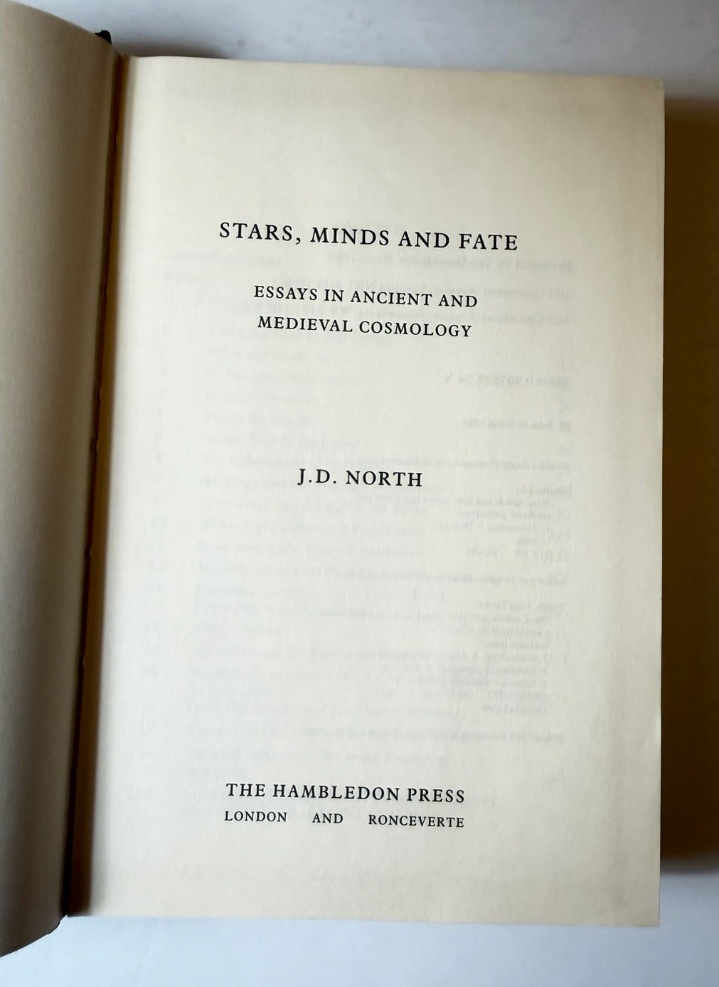 Stars Minds and Fate J.D. North 1989 Hardcover 1st Edition Cosmology History