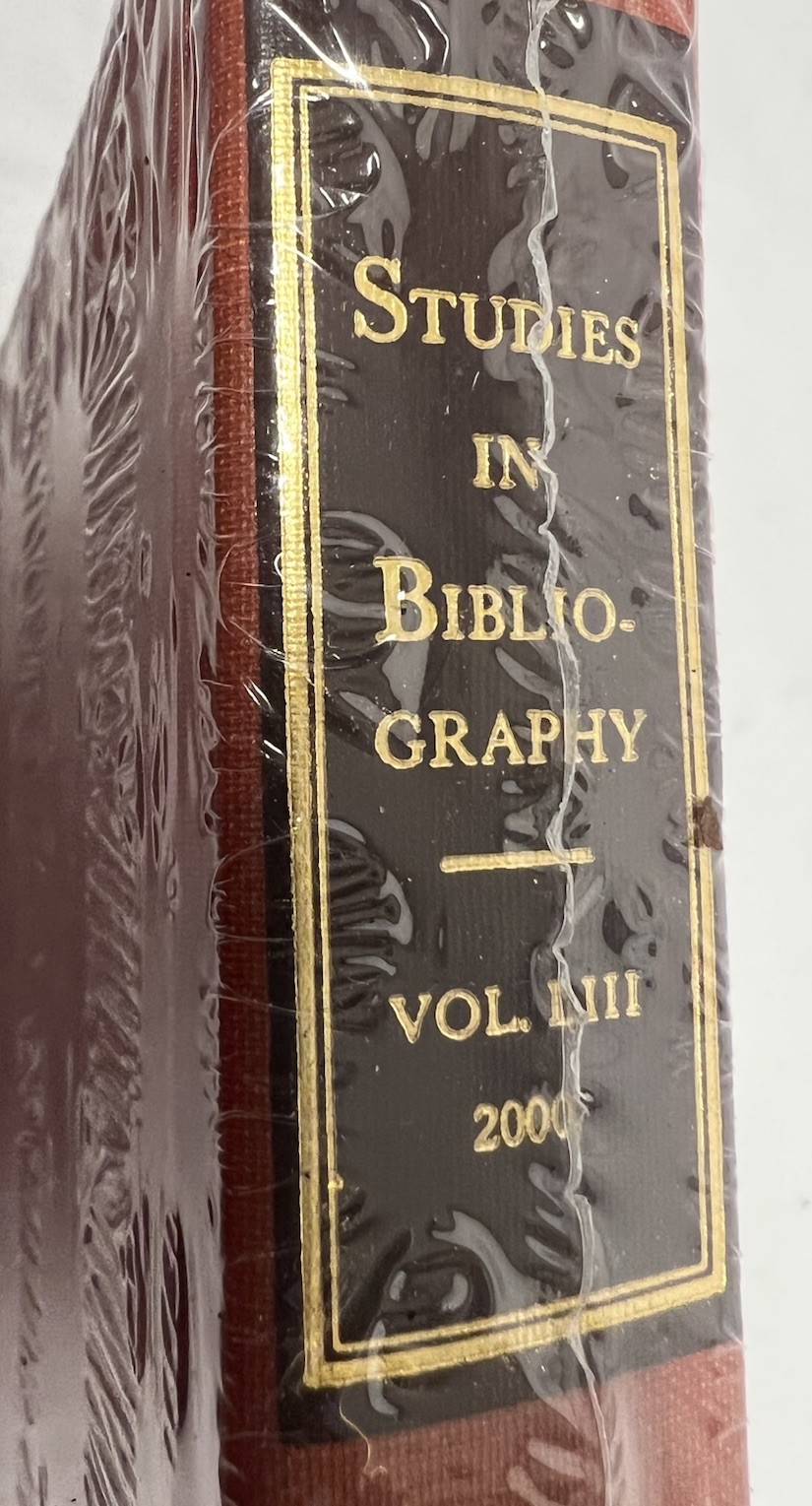 STUDIES IN BIBLIOGRAPHY Vol 53 2000 Bibliographical Society Univ.Virginia-NEW