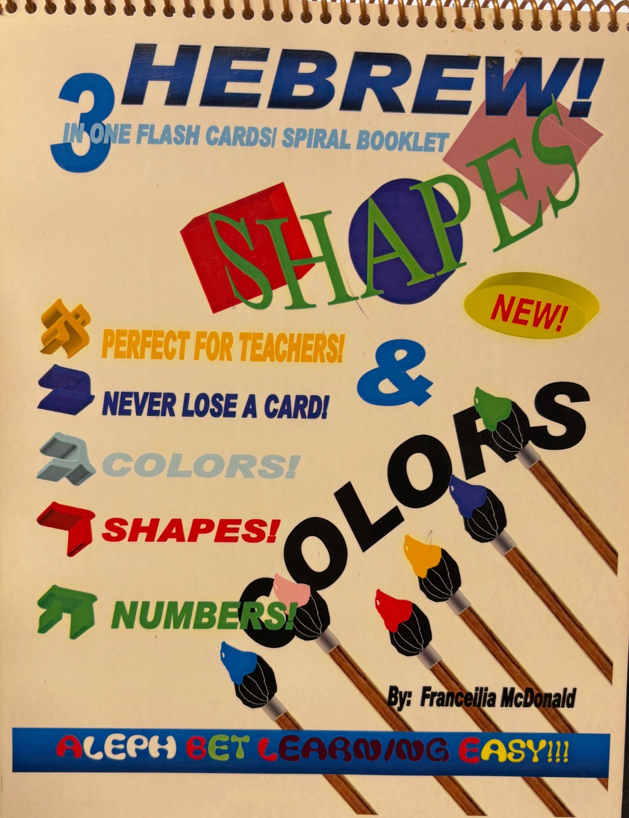 Hebrew 3 in One Flash Cards Spiral Booklet-Like New