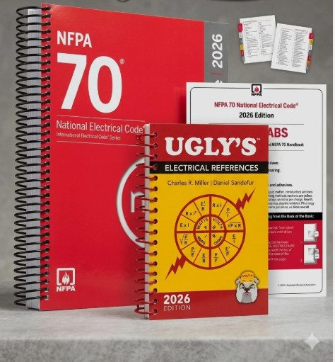 NFPA 70 2026 NEC Code Book + Ugly&rsquo;s Electrical Ref Spiral + Index TAB 2026 USPS