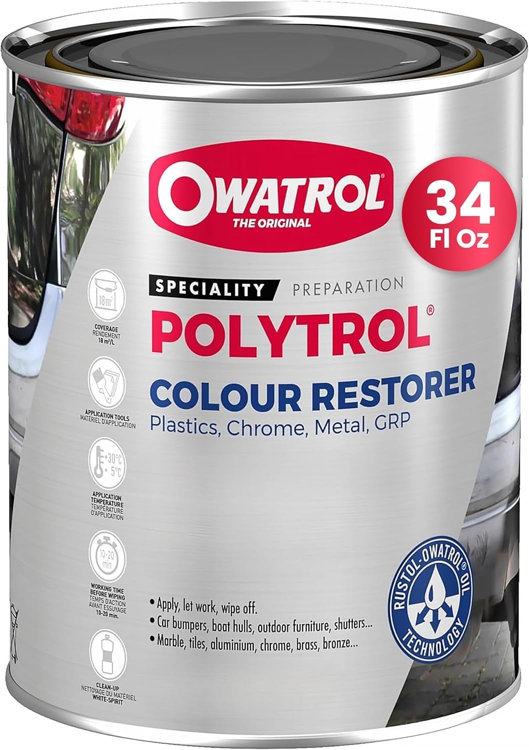 Professional Grade 34 Oz Polytrol Color Restorer For Faded Plastic & Chrome