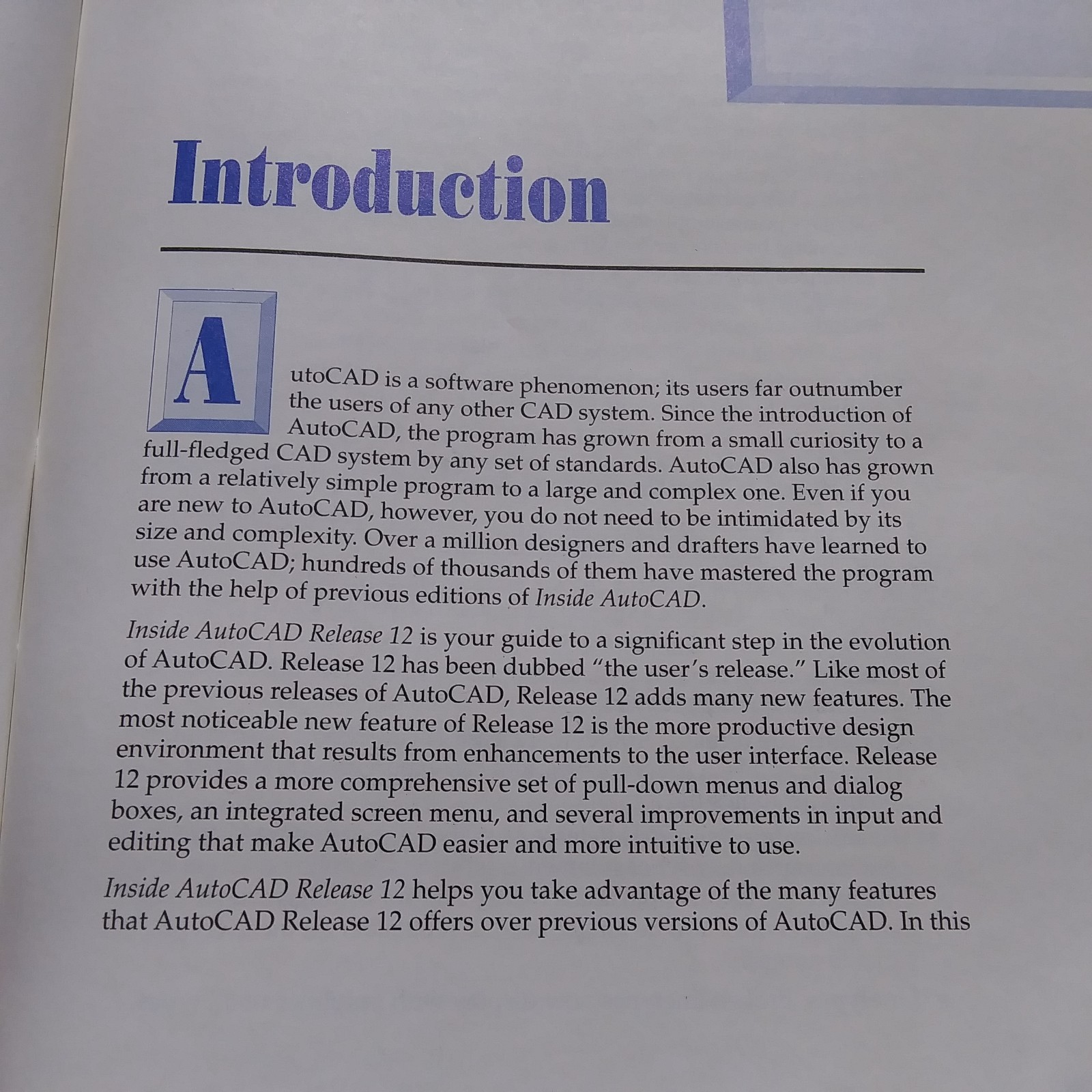 Inside AutoCAD Release 12 Book Tutorial Guide Raker Rice 3D CAD Drawing 1991