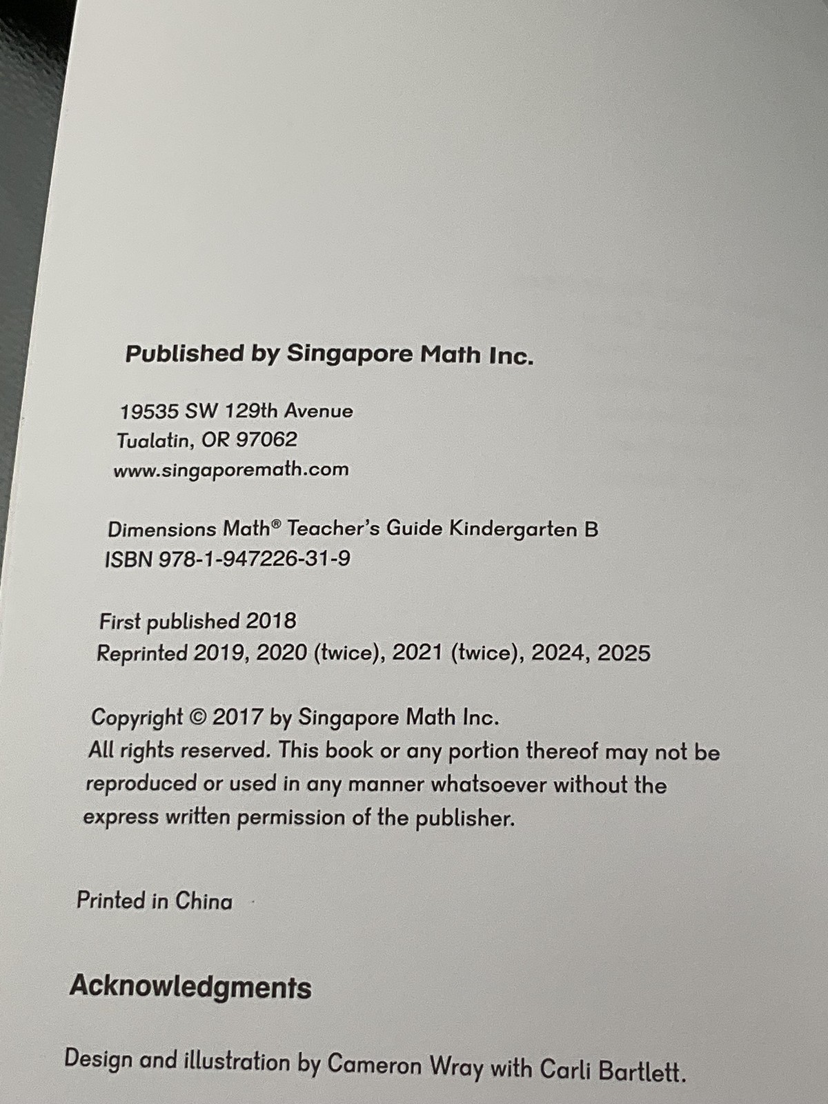 DIMENSIONS MATH Teacher’s Guide KB Singapore Math Inc. 2018 Paperback Ringbound