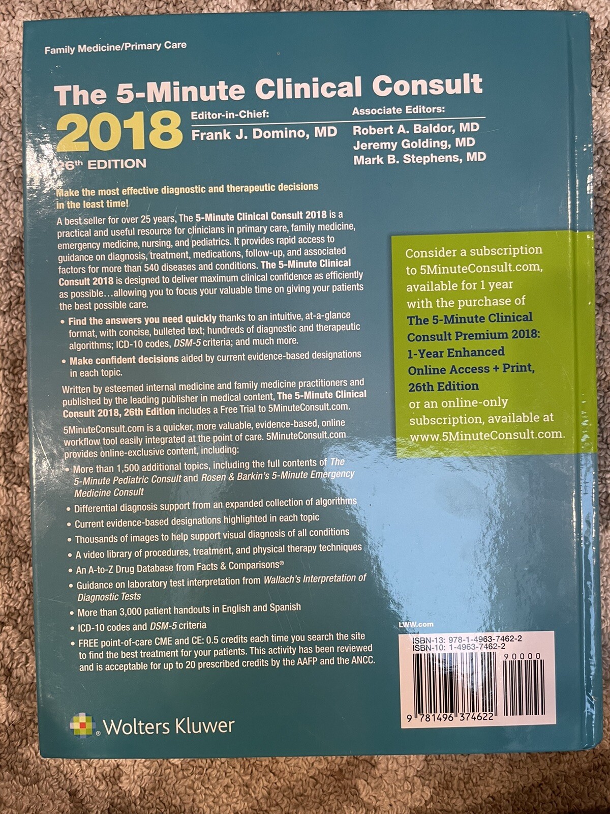 The 5-Minute Consult Ser.: The 5-Minute Clinical Consult 2018 by Frank J. Domino