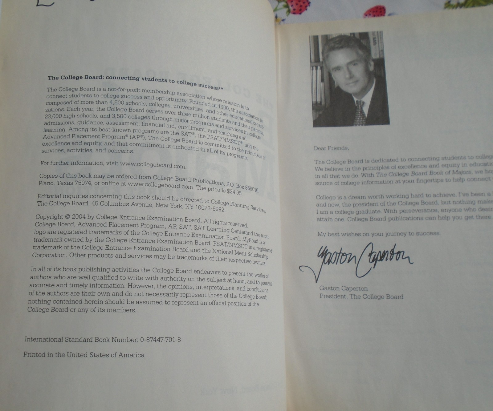 The College Board Book of Majors FIRST EDITION PAPERBACK