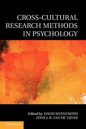 Cross-Cultural Research Methods in Psychology (Culture and Psychology) [Paperba