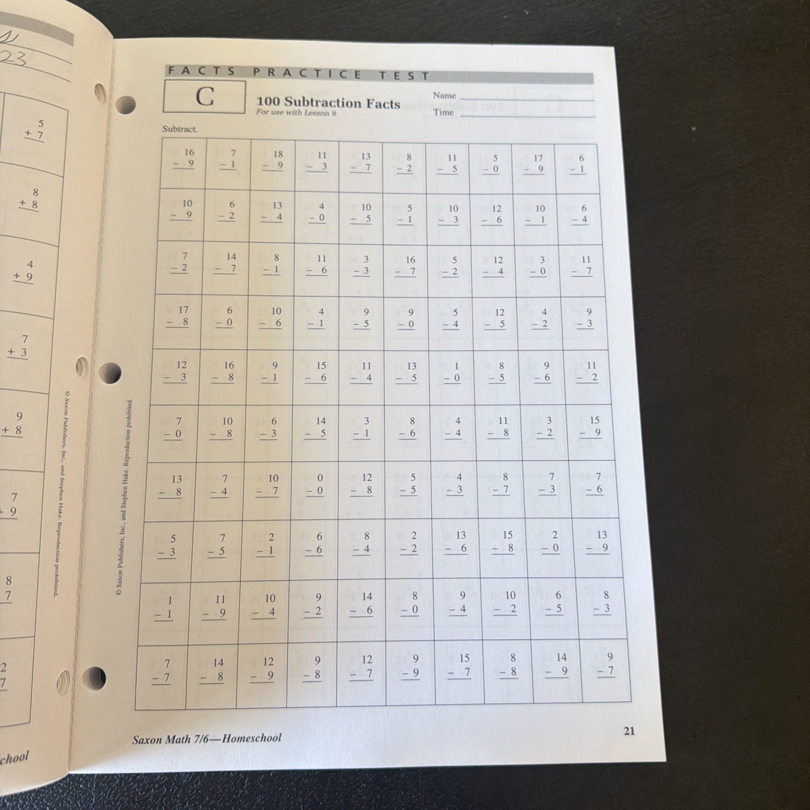 Saxon 7/6 Math SET (4th Edition)76 Textbook, Solutions & Test/worksheet