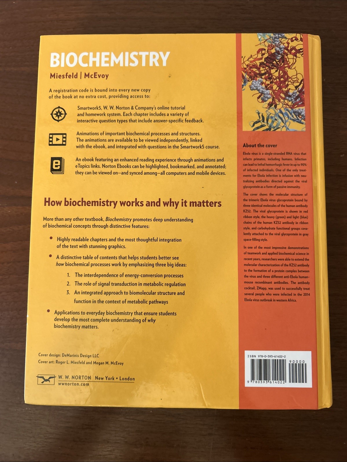 Biochemistry Miesfeld McEvoy 1st Ed Hardcover W/ Access Code Norton