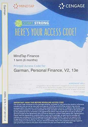 MindTapV2.0 Finance, 1 term – Printed Access Code, by Garman E. Thomas – New a