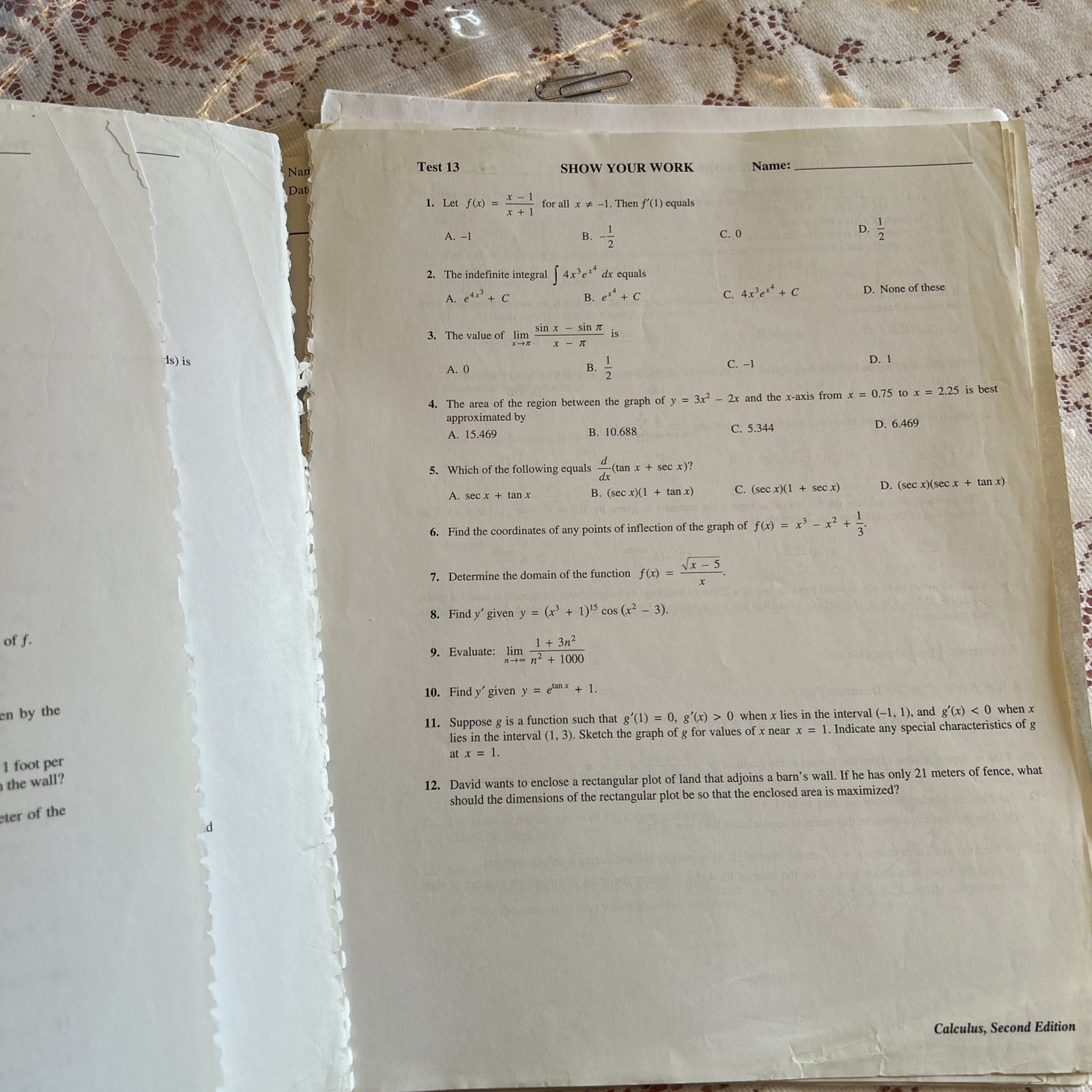 Saxon Calculus 2nd Edition Textbook, Solutions Manual, Testing Book, Answer Key
