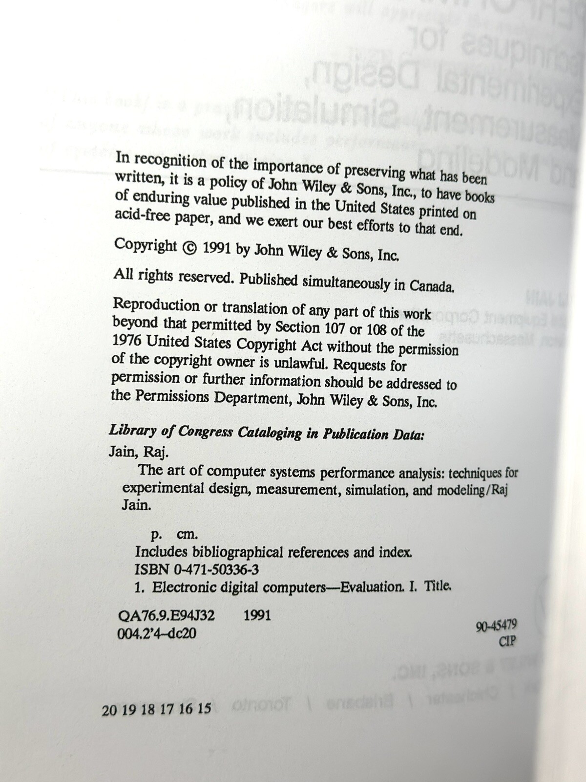 Art of Computer Systems Performance Analysis Techniques for Experimental Design