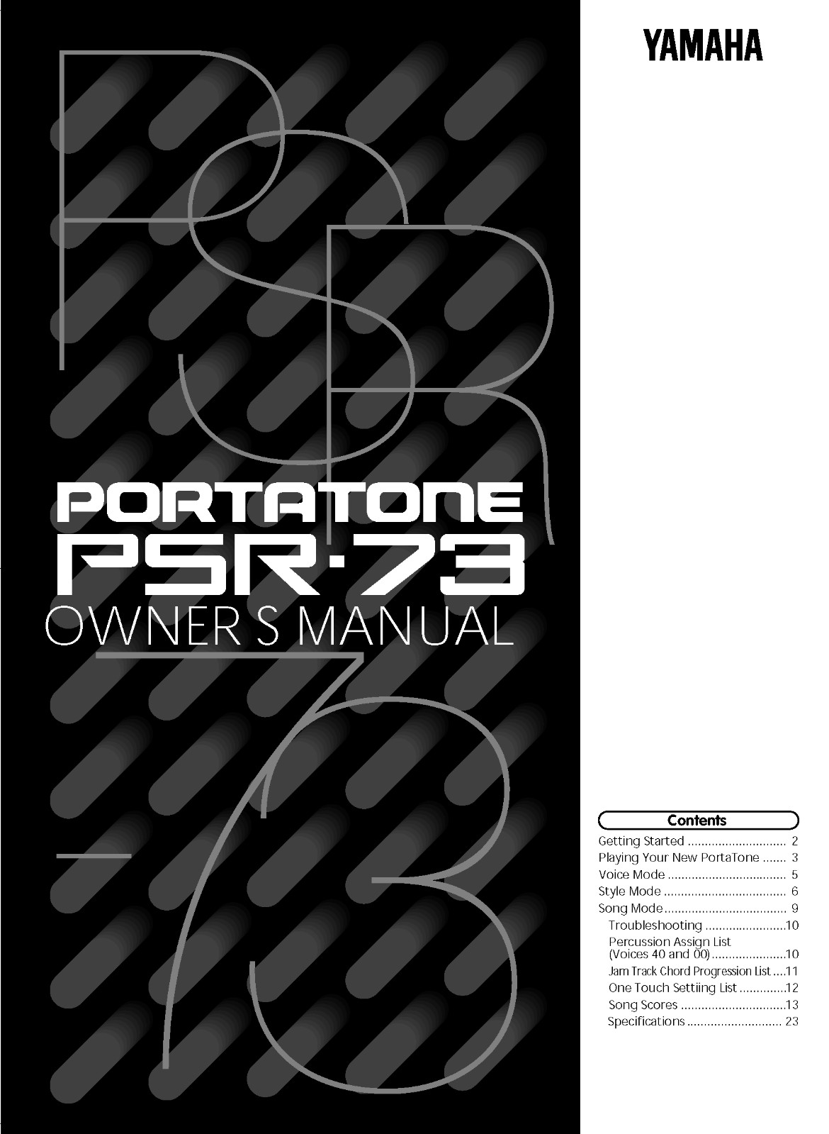 Yamaha PSR-73 Instruction Manual: 16 Pages & Protective Covers!