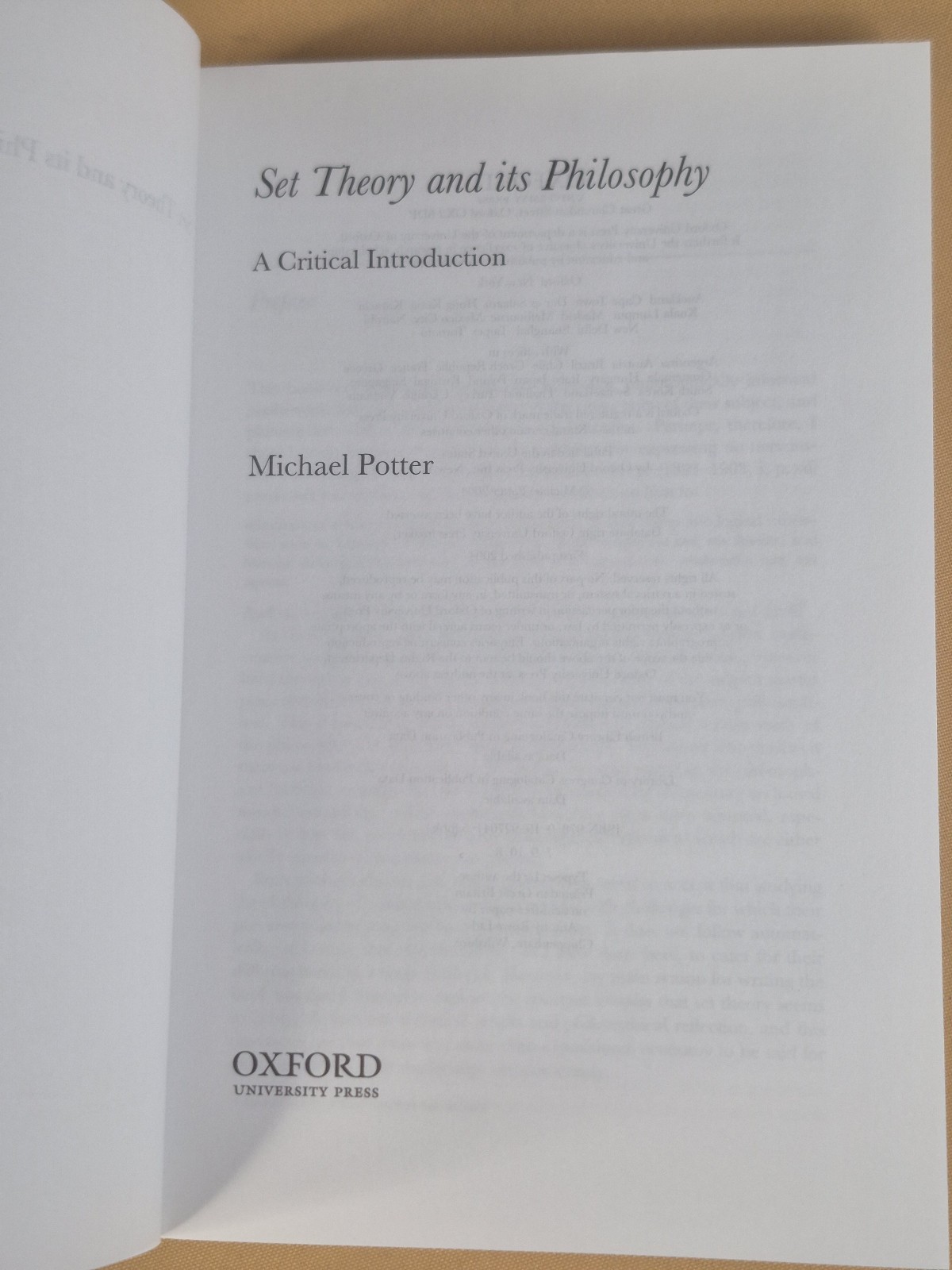 Set Theory and Its Philosophy – Michael Porter – Oxford University Press – Fine