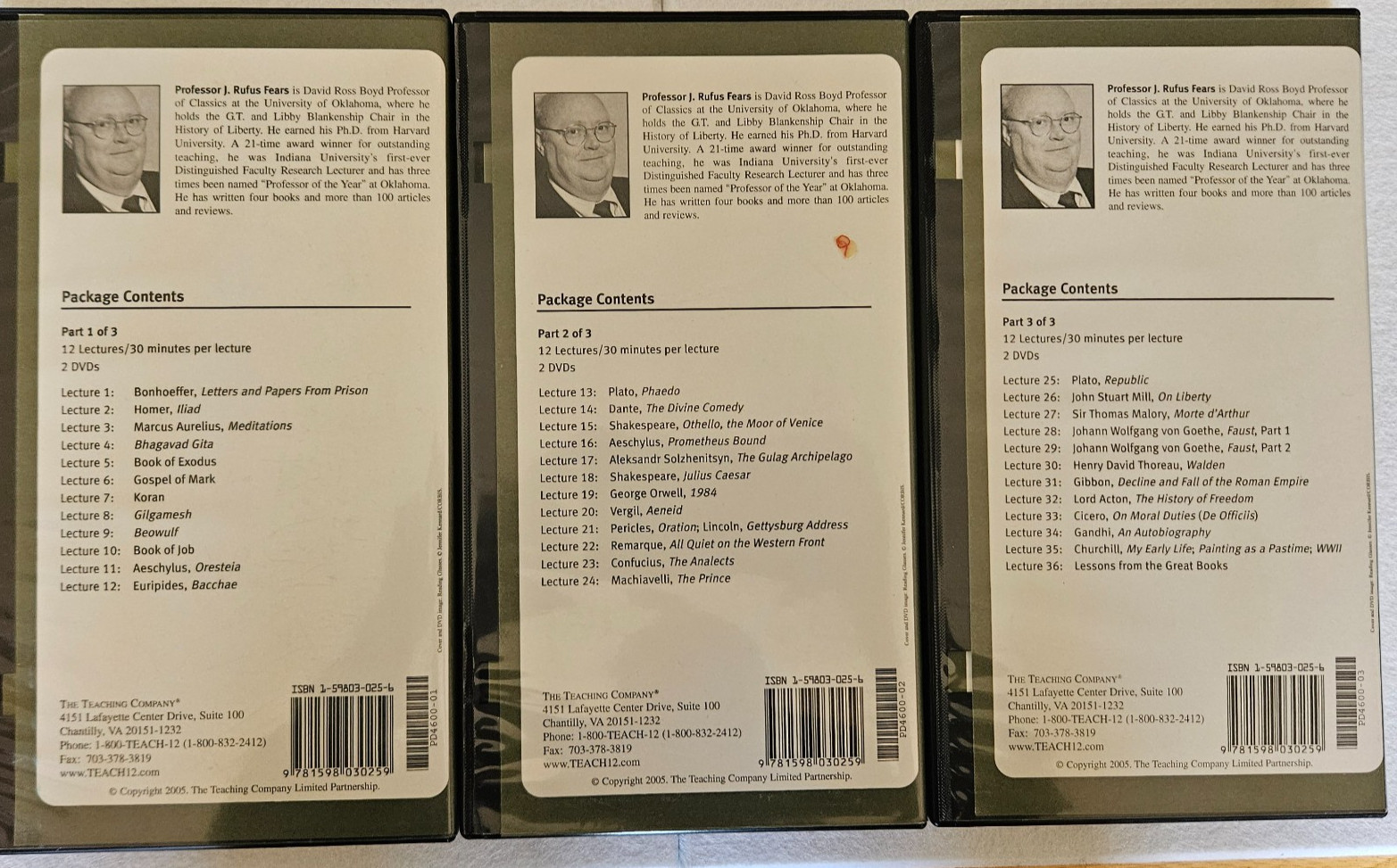 The Great Courses Lit & English Language Books That Have Made History 3 Parts.