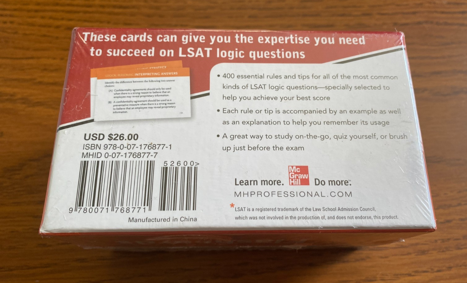 New! McGraw-Hill&rsquo;s LSAT Logic Questions Flashcards Test Prep Sealed – Ships Free
