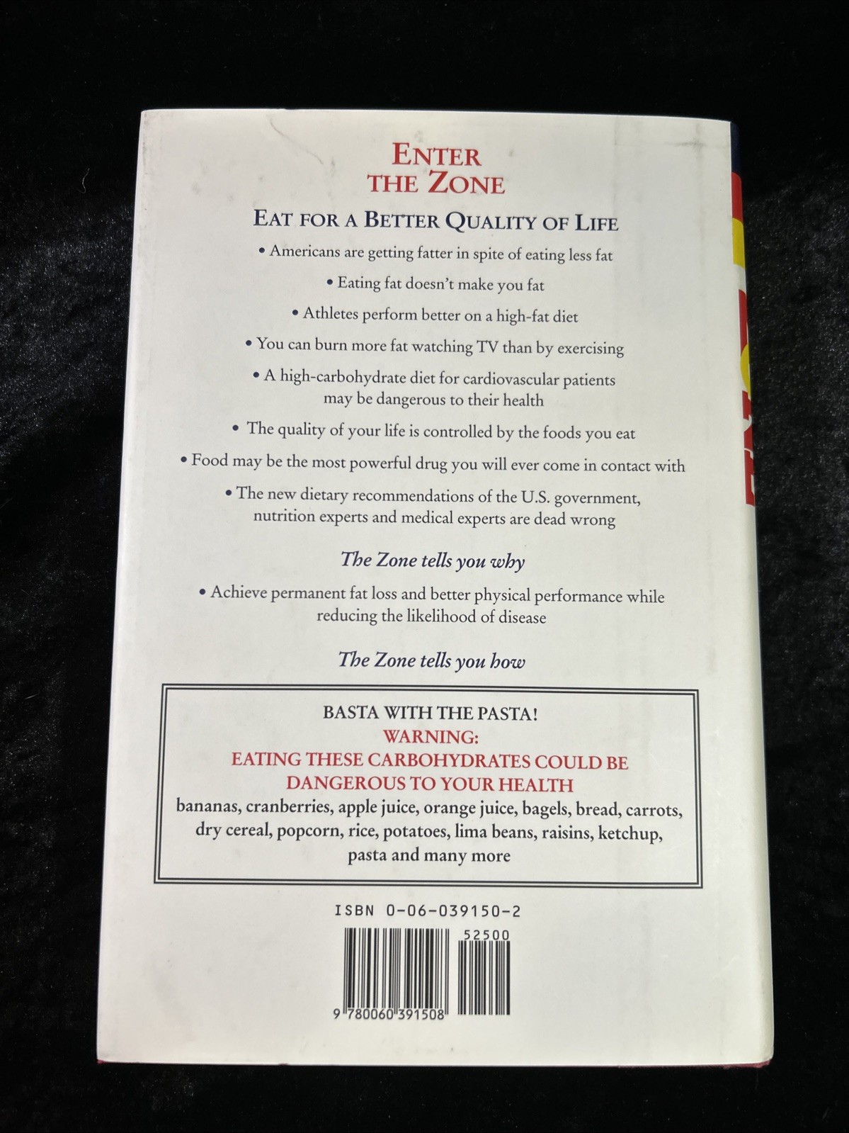Enter The Zone – Barry Sears (1995, Hardcover, d/j, 1st edition)