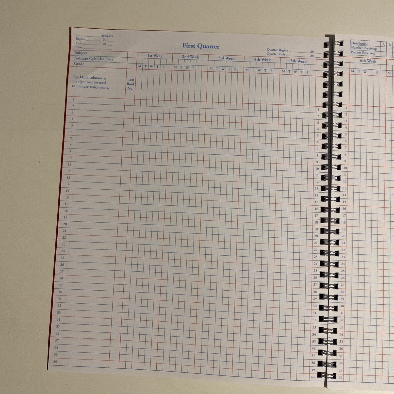 Abeka Teacher Grade Book Spiral Bound No Writing