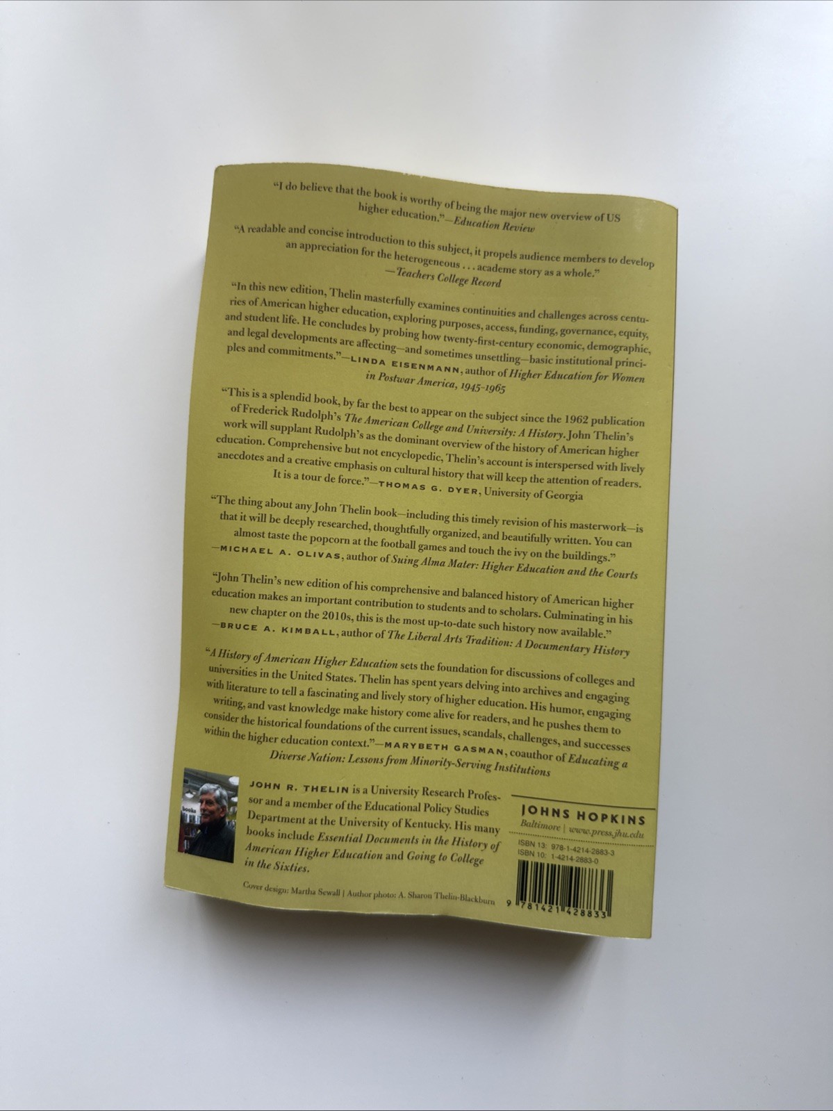 History of American Higher Education by John R. Thelin (2019, Trade Paperback)