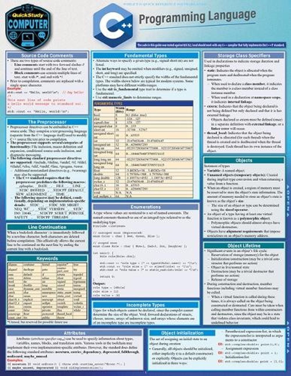 C++ Programming Language: A Quickstudy Laminated Reference by Scott Smith (Engli
