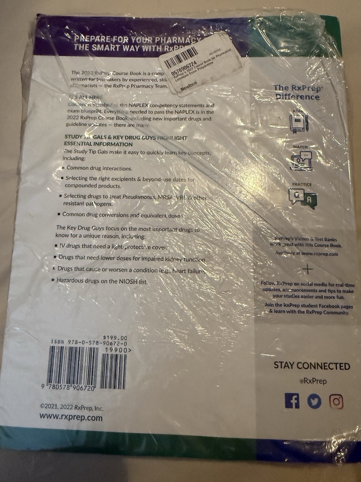 RxPrep 2022 NAPLEX Course Book for Pharmacist Licensure Exam Preparation New