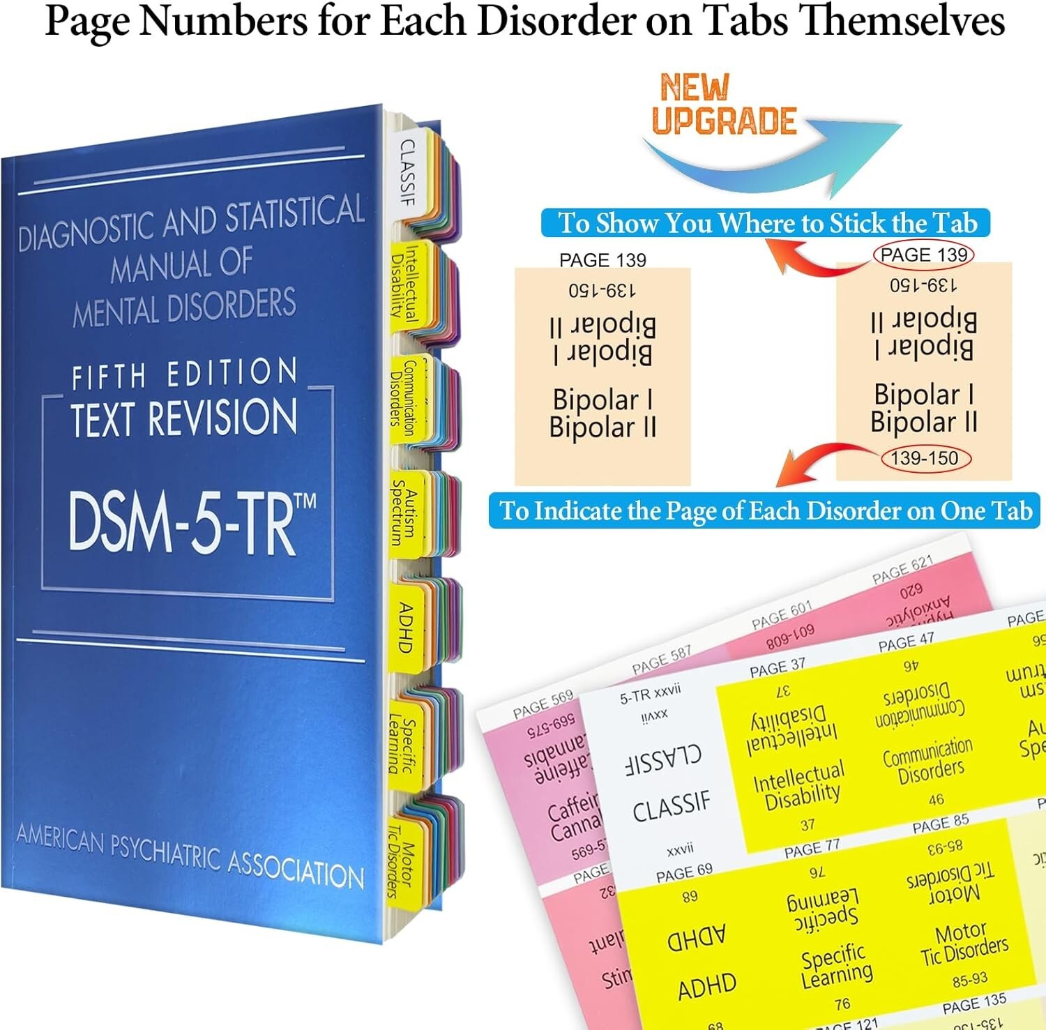 DSM-5-TR 2022 Tab Set – Full Color, Laminated & Easy to Apply, 100 Tabs