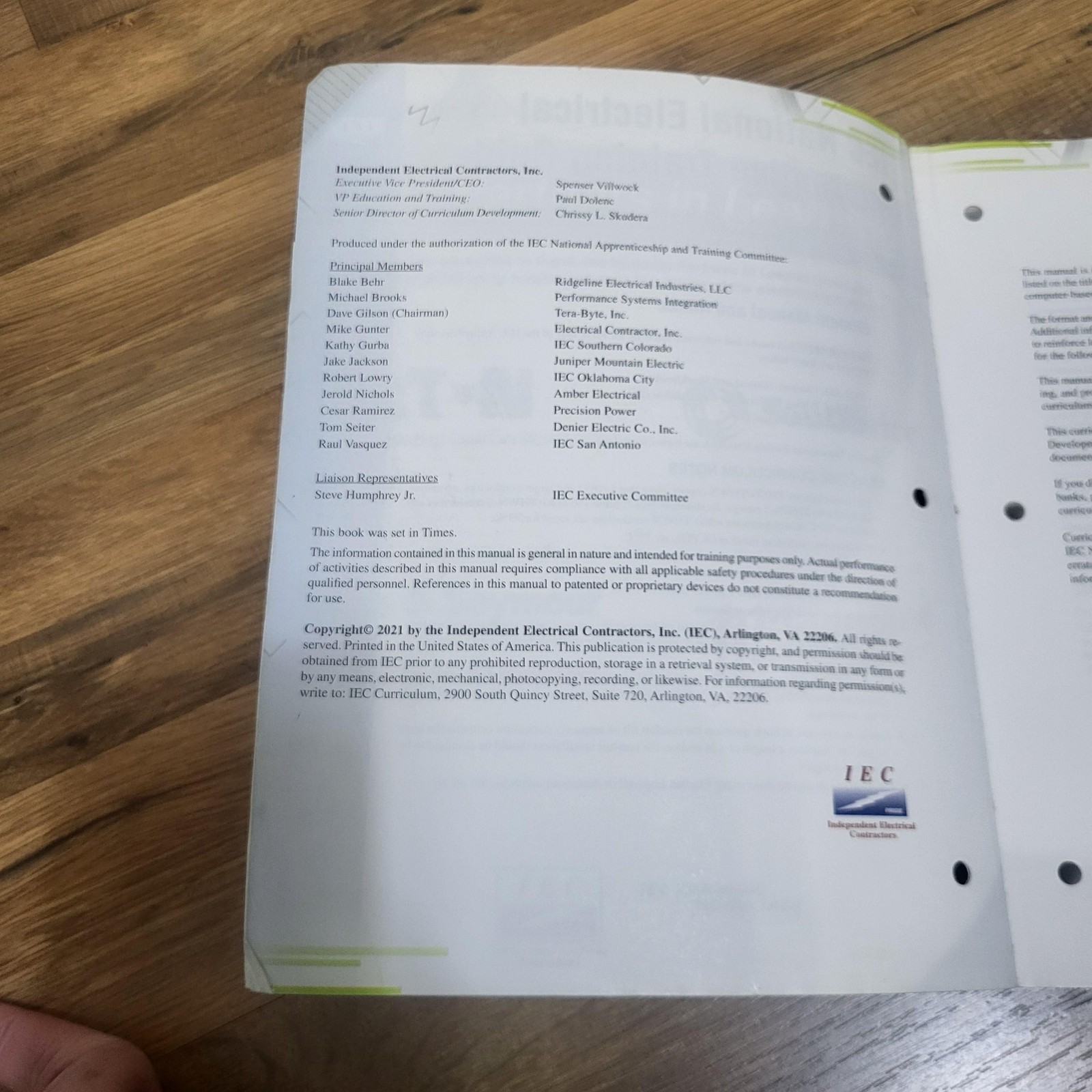 IEC Electrical Apprenticeship Curriculum 2021-2022 First Year Student Manual