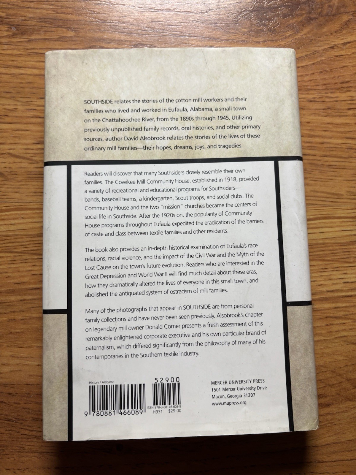 Southside : Eufaula’s Cotton Mill Village and Its People, 1890-1945 by David…