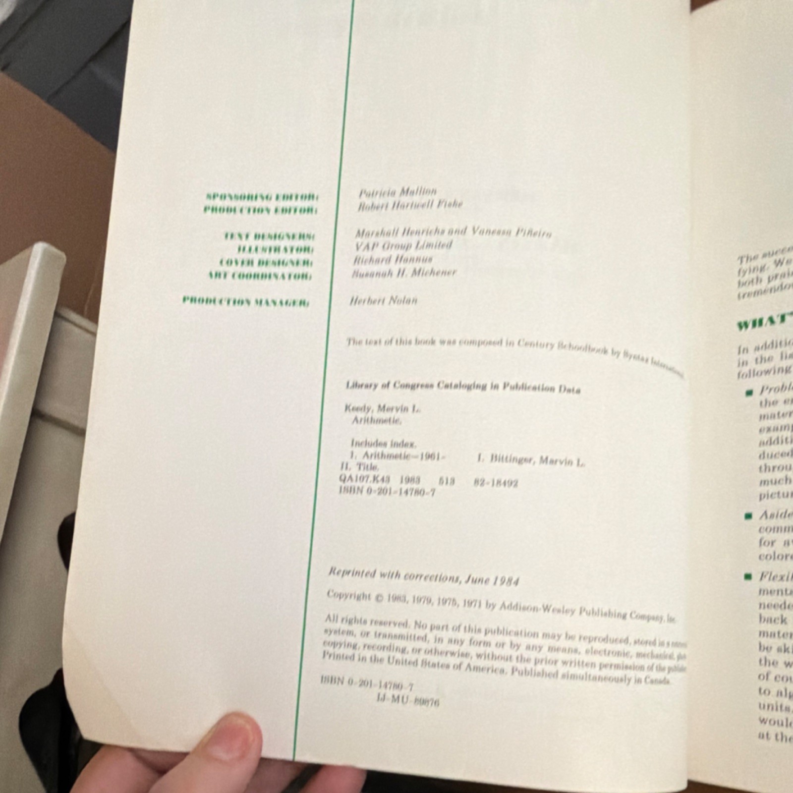 Arithmetic Fourth Edition Keedy Bittinger Addison-Wesley 1983 [Paperback]