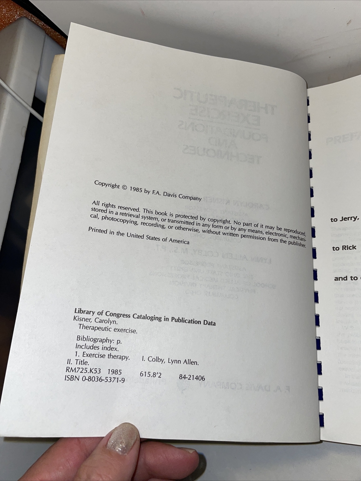 THERAPEUTIC EXERCISE: FOUNDATIONS AND TECHNIQUES By Kisner & Colby 1st Ed K6